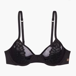 NWT “Savage Not Sorry” Lace Lingerie Black Bra Half Cup Balconette 36DDD 36F